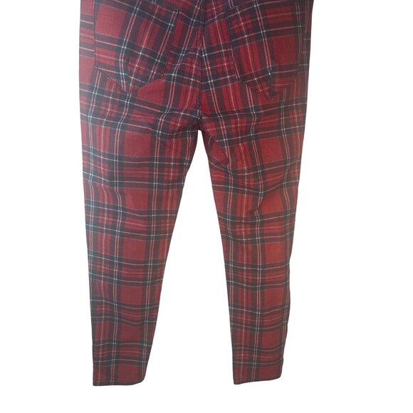 ZARA Red & Black Plaid Men Size 32 Slim Fit Trousers With Pockets - Picture 9 of 12